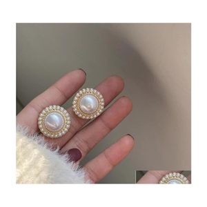 Stud Fashion Jewelry S925 Sier Post Boucles d'oreilles rondes Faux Pearl Drop Delivery Dhdgq