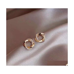 Stud Fashion Jewelry S925 Sier Post Boucles d'oreilles Cross Circle Rhinstone Drop Delivery Dhw59