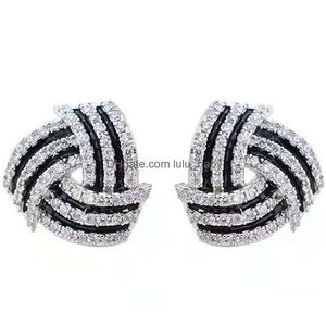 Stud Fashion Jewelry S925 Sier Post Pendientes Black Triangle Crystal Rhinstone Stud Drop Delivery Dhck2