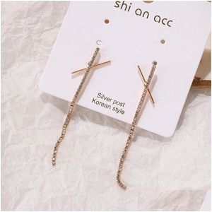 Stud Fashion Jewelry S925 Sier Post Long Gland Boucle D'oreille Diamant Croix Boucles D'oreilles Livraison Directe Dhz34