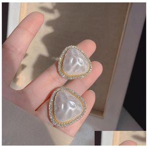 Stud Fashion Jewelry S925 Sier Post Triangle Stud Boucles d'oreilles Rhinstone Sweet Drop Delivery Dhxxs