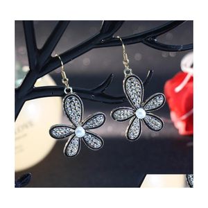 Stud Fashion Jewelry S925 Sliver Post Flower oorbellen Rhinstone Dangle Drop Delivery DHDCA