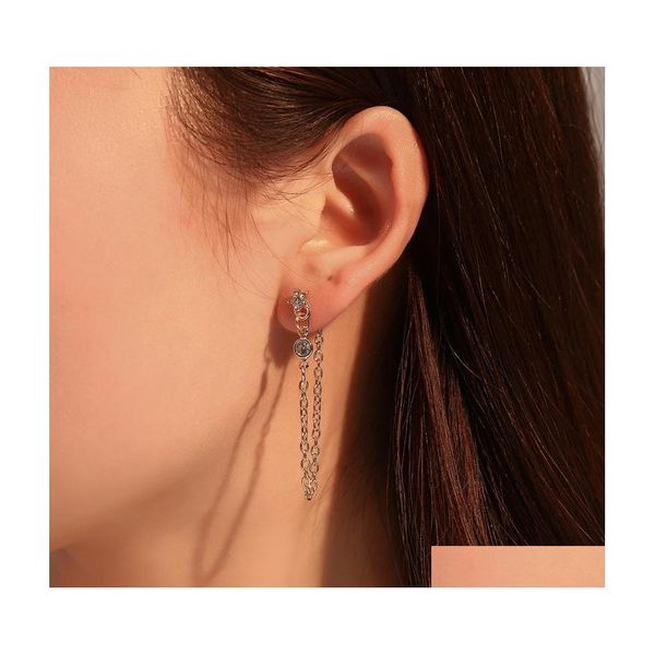 Stud Fashion Bijoux Single Piece Punk Chaîne Boucle D'oreille Strass Étoile Gland Boucles D'oreilles Drop Livraison Dhker