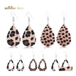 Boucles d'oreilles en cuir imprimé léopard à la mode pour femmes et filles