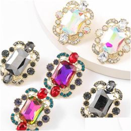 Stud Mode Metalen Vierkant Glas Strass Bloem Oorbellen Vrouwen Creatieve Banket Sieraden Accessoriesstud Drop Levering Dhgarden Dhrii