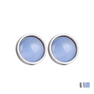 Stud mode opaal oorbellen roestvrij staal op korte grens roze ronde edelstenen voor vrouwen accessoires pendientes bruiloft cadeau druppel ot8rq