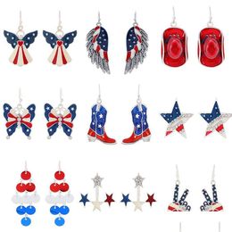 Stud Fashion Pentagram USA Boucles d'oreilles drapeau de Flag American Independence Day Series Bells Star Jewelry Gift For Women Drop Delivery Dhryk