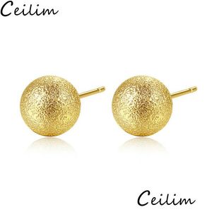 Stud Fashion Sier Gold Ball Earring Boucles d'oreilles en acier inoxydable pour les femmes avec un diamètre de 5 mm à 10 mm Drop Delivery Jewelry Dhgarden Dhi93
