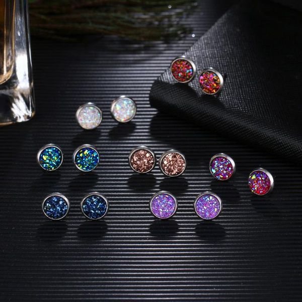 Stud Fashion Silver Color 8mm Boucles d'oreilles en acier inoxydable coréen Simple cristal pour femmes bijoux de mariage femme BrincosStud