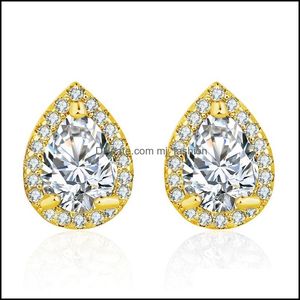 Stud Fashion Sliver Pear Cubic Zirconia oorbellen voor vrouwen Crystal Earings Party Water Drop Studs Ear Girl levering 2021 Sieraden MJFAS DH8NG