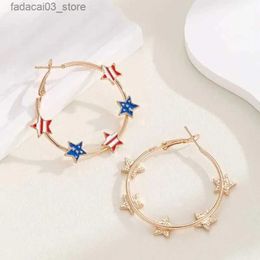 Stud Fashion Star Boucles d'oreilles mignon personnalité cercle boucles d'oreilles femmes bijoux uniques créatif drapeau national goutte à goutte huile pentagramme boucles d'oreilles Q240125