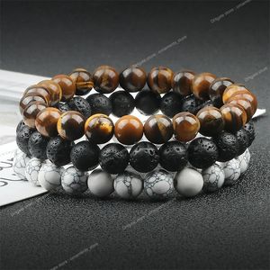 Bracelets de perles chauds de 8mm, pierre de lave en œil de tigre naturel, Bracelet de Distance de guérison pour hommes et femmes, cadeaux pour amis, bijoux à brins de charme, bijoux à la mode