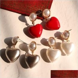 Stud Fashion Stud Maut-oreilles Designer de luxe mignon mignon charmant coeur sweet coeur perlé pendante pendante lustre pour les filles S925 Sier Pin Dro Dhj2q