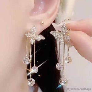 Stud Fashion Stijlen Van Hot-Selling Vlinder Oorbellen Vrouwelijke Nieuwe Trend Glanzende Lange Kwast Oorbellen Party Mooie Sieraden