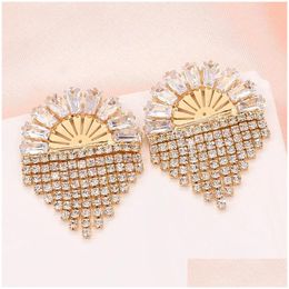 Stud Moda Versátil Diamante Semi Circar Borla Pendientes Para Mujeres Pendiente Coreano Fiesta de Cumpleaños Regalos de Joyería Drop Delivery Dhuyt