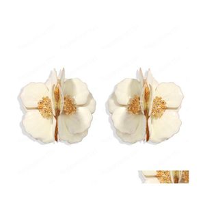 Stud Fashion White Color Flower Stud Earring For Women bloemen oorbellen Boheemse statement sieraden accessoires geschenken drop levering dhs9z