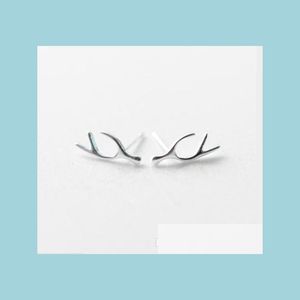 Stud Fashion Women Antlers Ear Studs 925 Sterling Sier Cute Deer Horn Stud Earrings Girls Birthday Gifts Ladies Sieraden Es8 YYDHHOME DHEF6