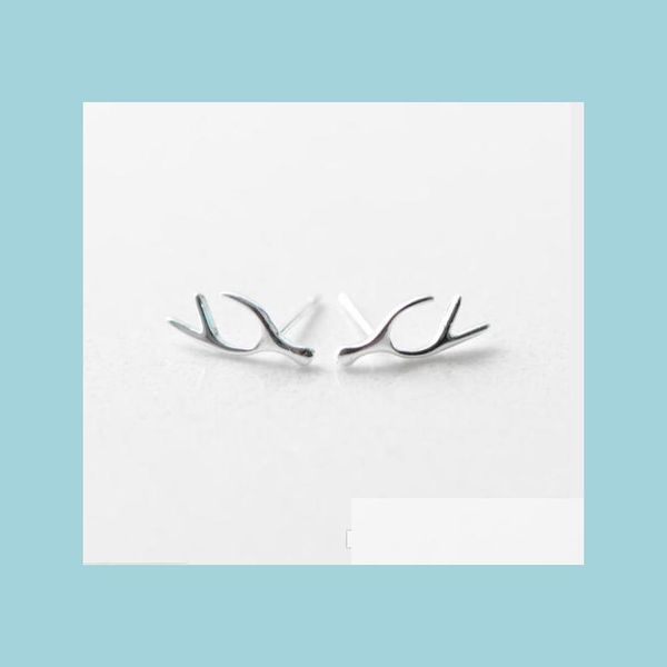 Stud Fashion Women Antlers Ear Studs 925 Sterling Sier Cute Deer Horn Stud Pendientes Niñas Regalos de cumpleaños Joyería para mujer Es8 Yydhhome Dhef6