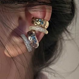 Stud mode zirkon dubbele laag oor manchet geen piercing oorrel 2023 trendy punk unieke metalen geometrische clip voor dames sieraden 231219