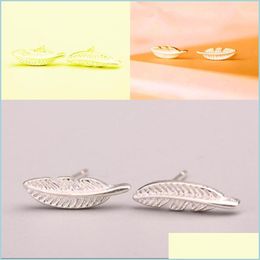 Stud Feather Ear Studs Tree Bladeren Legering oorbellen Geplaatste Sier Gold Fashion Earring Mini Eco Friendly Sieraden 1JM L2 Drop Delivery 2 DHTES