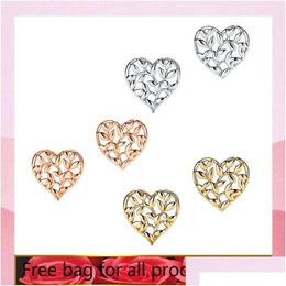 Stud Vrouwelijke Hoge Kwaliteit 925 Sterling Sier Olijfblad Hart Oorbellen Elegante Mode Boutique Cadeau Voor Valentijnsdag Drop Delivery J Dheqw