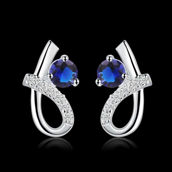 Estudio Fine 925 Sterling Silver Blue Zircon Pendientes de cristal para mujeres Joyas de boda de lujo Joyería Holida Regalos H240504