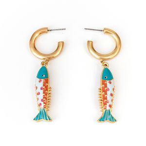 Boucles d'oreilles Stud Fish Émail Double Side Kiss Pendentif Boucles d'oreilles Chic Femmes Filles Ear Cuff Statement CShaped 230325