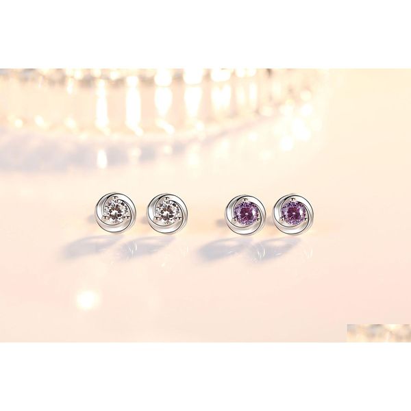 Stud Fleur Rotation Amour Boucles D'oreilles Cristal Violet Pour Les Femmes Mode Pivoine Rose Oreille Dame Accessoires Drop Delivery Bijoux Dhgarden Dhfqe