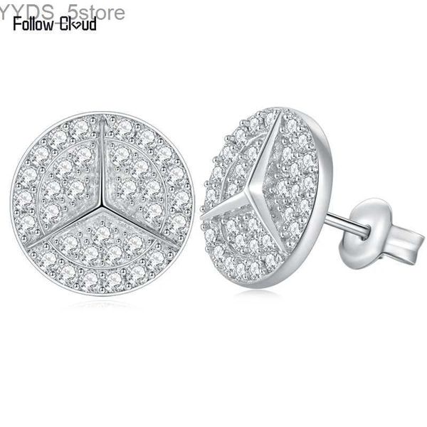 Stud Follow Cloud 0.8ct Ronda Estrella Corte Moissanite D Color Rodio Plateado 925 Plata Esterlina Halo Ear Stud Pendientes para Mujer Joyería YQ231107