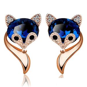 Stud Fox Kristallen Oorbellen Voor Vrouwen Sieraden Vrouwelijke Mode Temperament 18K Gouden Saffier Charme Sier Drop Levering Sieraden Oorbellen Dhkpe