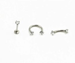 Stud Gratis verzending LOT50pcs 16g Lichaam Sieraden Piercing-CZ Shining Lip Labret Ring Oor Helix Bar Lip Wenkbrauw neus Piercing Ronde CZ 231020