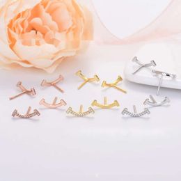 Stud Full Diamond Stud 18K plaqué or marque de luxe Designer lettre coeur boucles d'oreilles femme minimaliste perle boucles d'oreilles bijoux de mariage cadeau parfait