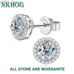 Stud Full Stones véritable Moissanite boucles d'oreilles femmes en argent Sterling platine placage brillant laboratoire diamant boucles d'oreilles bijoux de mariage YQ231107