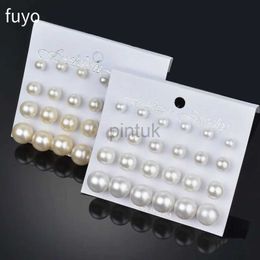 Estudio FUYO 12 pares Pendientes de perlas simuladas blancas para joyas para mujeres en la oreja Pendientes de semental Kit Bijouteria Brincos Bijoux D240426