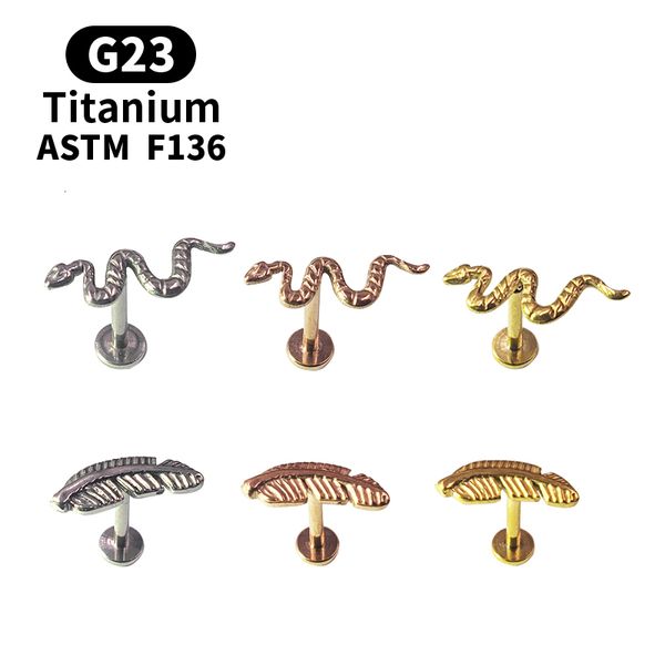 Stud G23 Labret Tragus Anneaux À Lèvres Goujons Helix Boucle D'oreille Piercings Forme Pour Serpent Abeilles Plume Oreille Goujons Boucles D'oreilles Tragus 230626