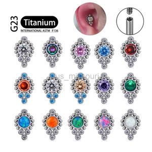 Stud G23 Titanium ASTM F136 Kraakbeenoor Buds Zirkon Opal Agate Labret Lip Tragus Kerstcadeau Piercing sieraden voor vrouwen J230529