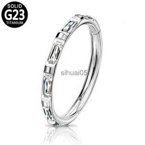 Stud G23 Titanium neusring rechthoekig kubisch zirkoon Daith oorbellen hoepel oor Helix kraakbeen tragus lip piercing scharnierend segment YQ231026