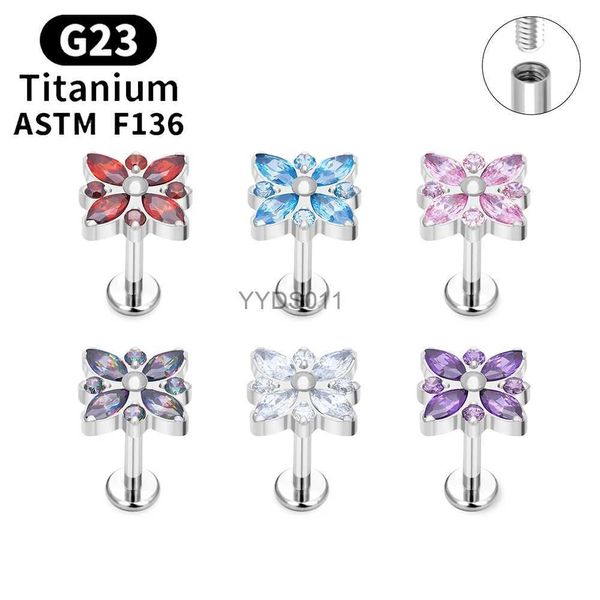 Stud G23 Pendientes de titanio para mujer ASTM F136 16G CZ Oreja Tragus Cartílago Lóbulo Hélice Daith Labret Labio Piercing Joyería YQ231114