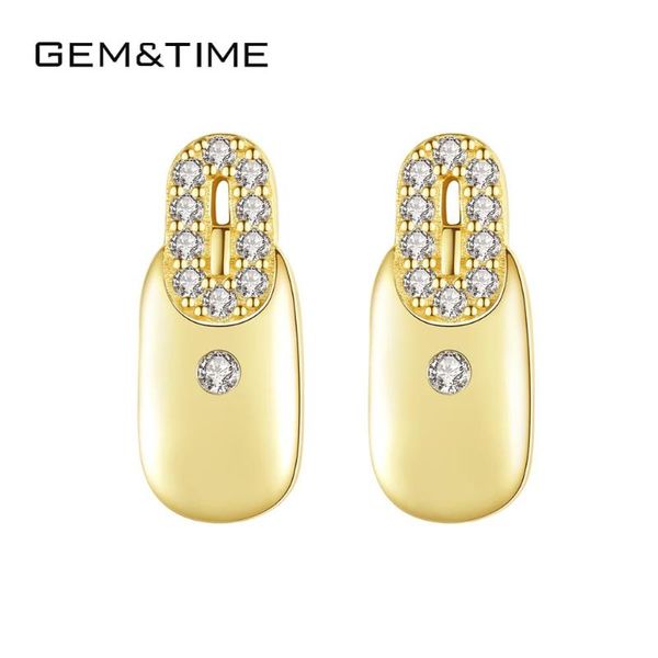 Stud GemTime 100% Plata de Ley 925 con circón Vintage pendientes para mujer 14K chapado en oro joyería geométrica regalo SE557