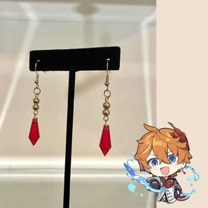 Stud Genshin Impact Tartaglia oorbellen Anime Sieraden Cosplay Genshin Childring Men Women Trendy Accessoires Crystal Drop Earring Z0517