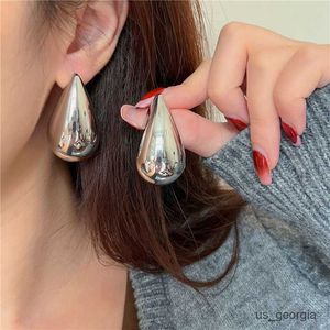 Stud Geometric 2023 Nieuwe Hot Simple Smooth Chunky Cool Metal Pom Large Water Drop Earrings Studs For Women Girls Jewelry