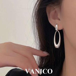 Stud Geometry Oval Drop Dangle Earring Sierlijk 925 sterling zilver Elegant Plain Teardrop Hangende hypoallergene oorbellen voor dames 231128