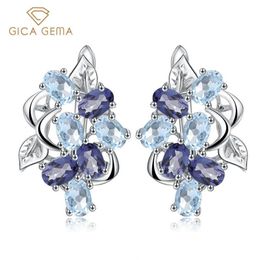 Stud Gica Gema 925 Sterling Silver Earrings Natural Sky Blue Topaz Mystic Quartz Ovale edelsteen feest Fine Jewelry for Women