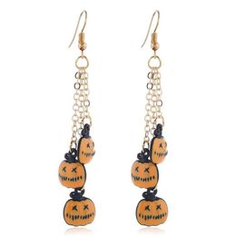 Boucles d'oreilles girafe citrouille d'halloween, cadeau pour femmes, bijoux de fête, 327w