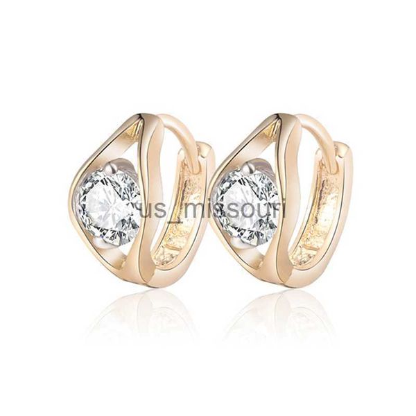 Boucles d'oreilles créoles Huggie CZ plaquées or 18 carats pour filles et enfants avec pierres de zircon scintillantes 2E10 J230529 J230529