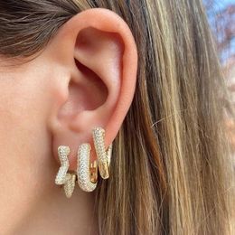 Stud Goud Kleur ZOMER Mode Klassieke Sieraden Vriendin Gift Micro Pave Bling CZ Hartvormige Cirkel Chunky Dikke Hoop Earring 230807