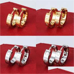 Ohrstecker Gold Diamant Ohrringe Titan Stahl Liebe für Frauen Exquisite einfache Mode mit Tasche Drop Lieferung Schmuck Otq0E