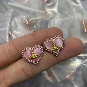 Stud Gold West Wood Love Heart Designer Boucles d'oreilles Studs Sweet Pink Bling Diamond Crystal Star Charm Boucles d'oreilles Boucles d'oreilles Bracelets Colliers