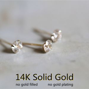 Stud Goldtutu 14k vaste goudkristallen oorbel mini sierlijke minimale eenvoudige stijl cadeau kleine oorbellen voor vrouwen sieraden 2301302466