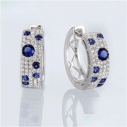 Stud magnifique bleu zircon nano cz boucle d'oreille de mariage fiançailles véritable bijoux 231012 livraison directe Dhbdm